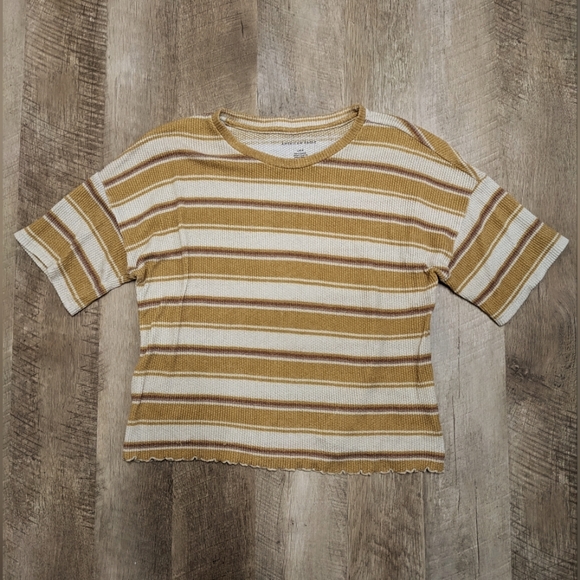 American Eagle Outfitters Yellow white striped Top - Picture 1 of 6